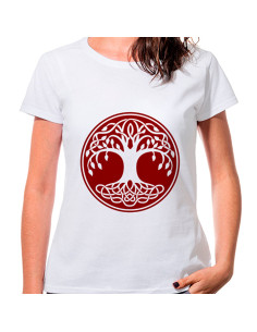 Kvinders Celtic Tree of Life T-shirt i hvid, kortærmet