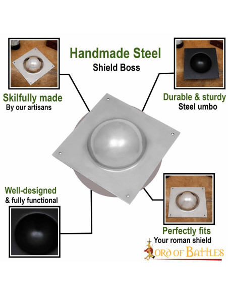 Umbo til romerske skjolde, sølvfinish...