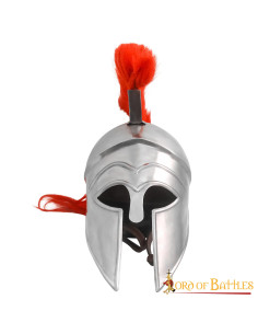 Græsk korinthisk hjelm med rød fane