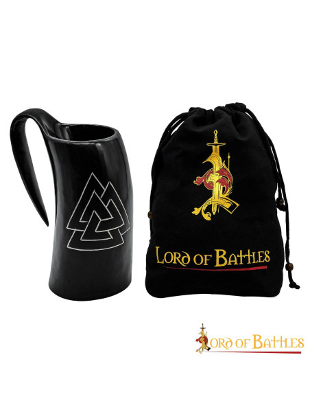 Viking Valknut Bierkrug aus Horn (600...