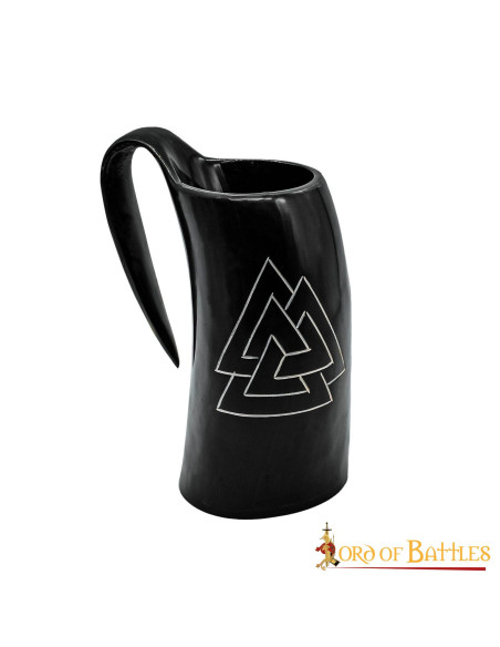 Viking Valknut ølkrus i horn (600 ml.)