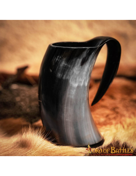 Viking Valknut Bierkrug aus Horn (600...