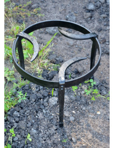Trípode medieval, soporte de cocina, acero forjado, redondo 2