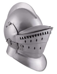 Bourgondische middeleeuwse helm met halskraag, 2 mm staal.
