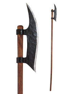 Alabarda medieval con cabeza forjada a mano