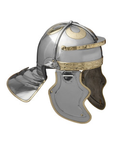 Römischer kaiserlicher kursiver Hebron-Helm, Stahl und Messing