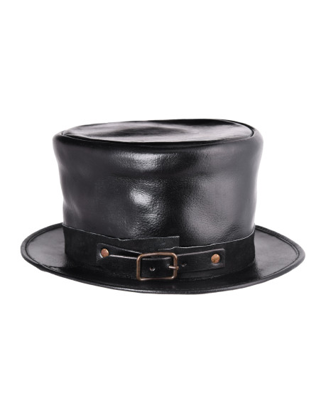 Sombrero de copa medieval en piel negra