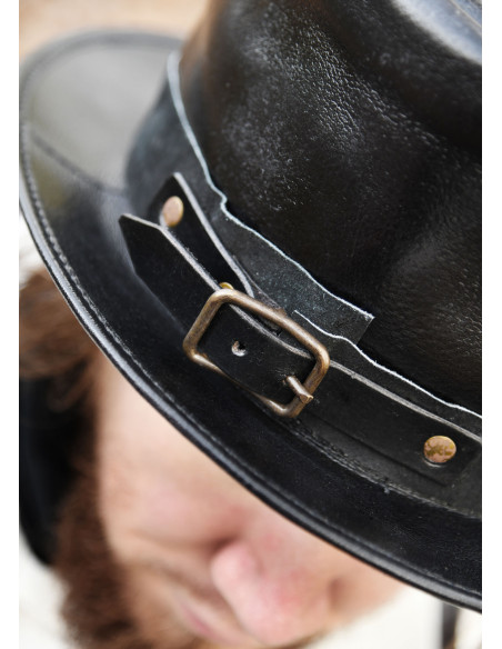 Sombrero de copa medieval en piel negra