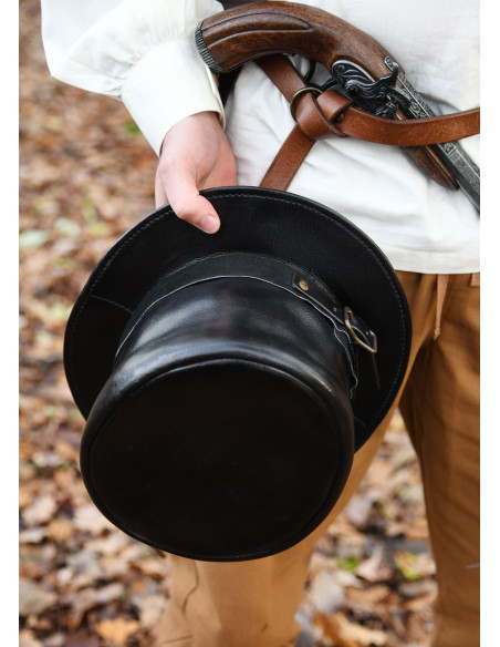 Sombrero de copa medieval en piel negra