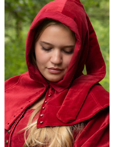 Mittelalterliche Haubengugel Mirella in rotem Samt ⚔️ Tienda-Medieval