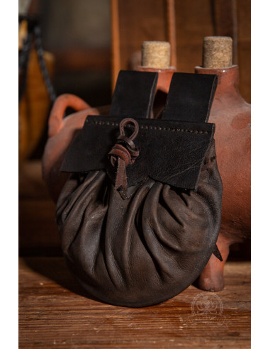 Mittelalterliche Bettlertasche für den Gürtel - schwarz