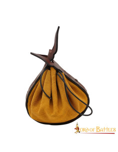 Betteltasche aus keltischem Leder – braun und gelb 2