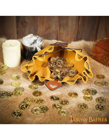 Keltische leren bedeltas - bruin en...