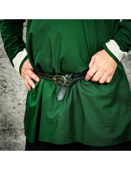 Cinturón medieval verde diseño repujado
