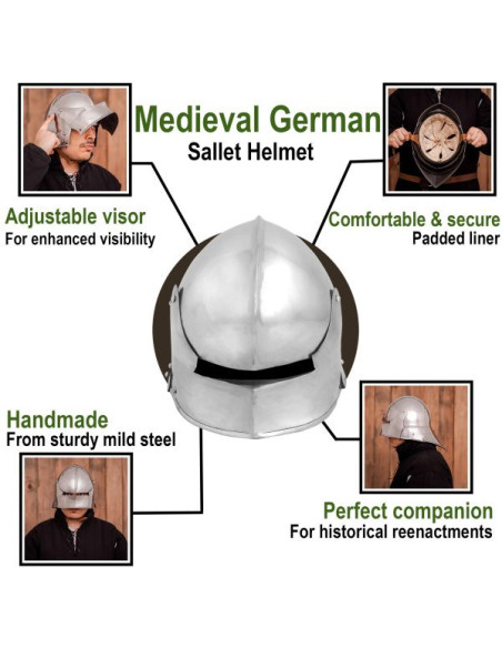 Casco medieval Sallet Alemán, con...
