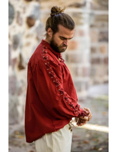 Mittelalterhemd Adrian mit Schnürsenkeln, rote Farbe