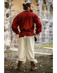 Mittelalterhemd Adrian mit Schnürsenkeln, rote Farbe 2