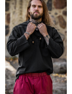 Camisa medieval cordones modelo Ansbert, color negro