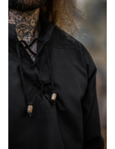 Camisa medieval cordones modelo Ansbert, color negro 2