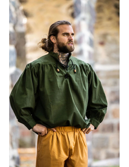 Camisa medieval verde con lazos