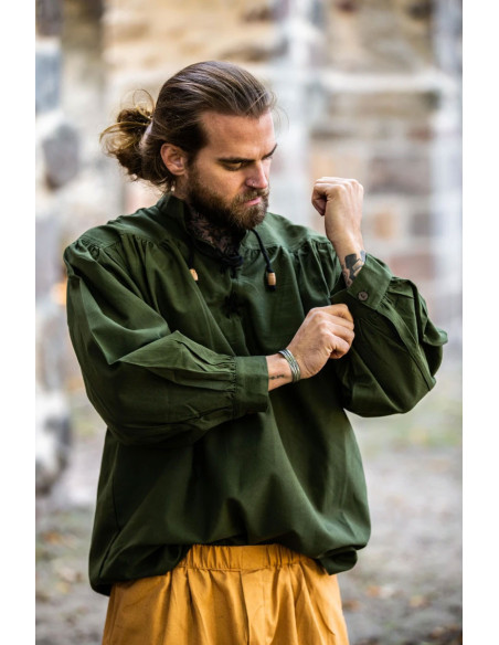 Camisa medieval verde con lazos