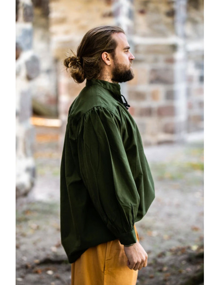 Camisa medieval verde con lazos