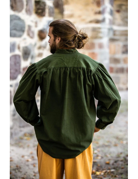 Camisa medieval verde con lazos