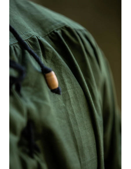 Camisa medieval verde con lazos