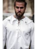Athos mittelalterliches Hemd mit Kragen, weiße Farbe