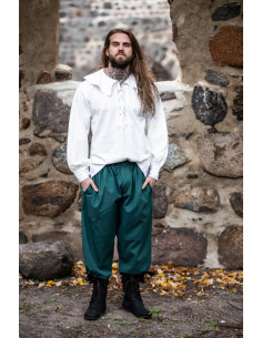 Middeleeuws overhemd met Athos model kraag, kleur wit 2