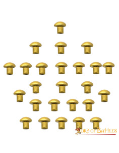 Set mit 25 Messingnieten mit Pilzkopf, 0,5 cm.