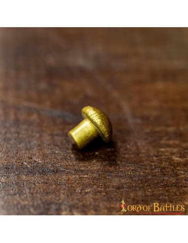 Juego de 25 remaches latonados con cabeza de hongo, 0,5 cm.