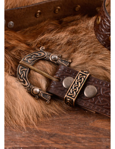 Keltische knopen en slangenriem in bruin leer, 170 cm. 2