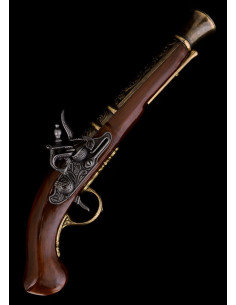 Pistola Pirata, tipo trabuco, Flintlock decorativa de chispa (siglo XVIII)