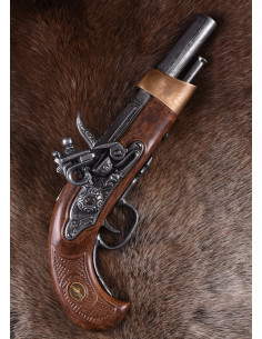 Dekorativ fransk kavaleripistol med flintlås (1800-tallet) 2
