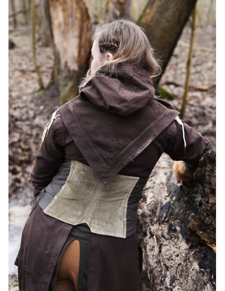 Middeleeuws lijfje in groen Anik fluweel