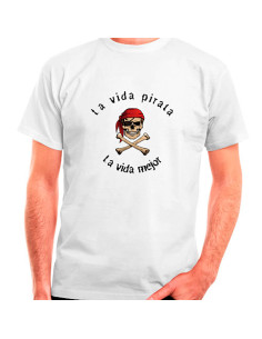 Weißes Herren-T-Shirt La Vida Pirata, kurzärmlig