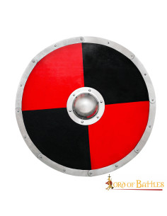 Escudo medieval anglosajón funcional - Negro y rojo, 75 cm.
