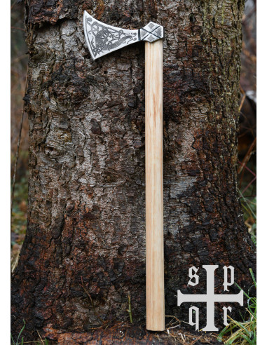 Wikinger-Mammen-Axt mit Gravuren, 60 cm.