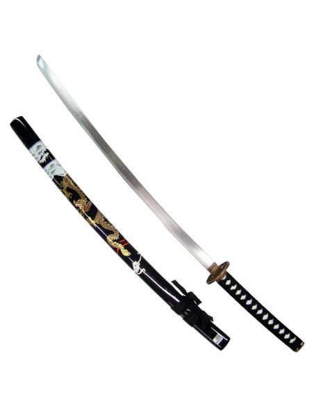 Ornamental Dragon Katana, sort skede...