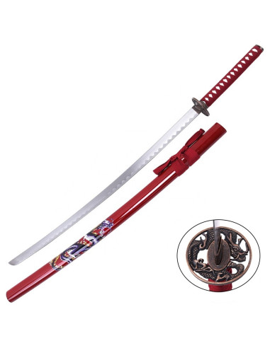 Drachen-Zierkatana, rote Scheide (96,5 cm).