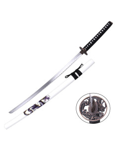 Katana ornamental Dragón, vaina blanca (96,5 cm.)