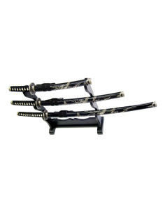 Drachen-Ornamentset mit schwarzem Katana, Wakizashi und...