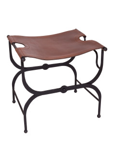 Taburete plegable romano y medieval en hierro forjado