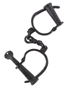 Mittelalterliche Handschellen aus schwarzem Stahl