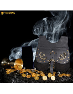 Bolsa medieval, tipo riñonera, en negro (siglos XIV-XV) 2
