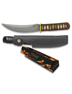 Damaskus CNC Damaskus kniv, Tokisu mærke, brun snoet