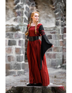 Vestido medieval rojo-negro modelo Dorell