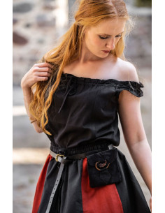 Adele ärmellose mittelalterliche Bluse, schwarze Farbe