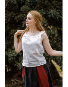 Middeleeuwse mouwloze blouse Adele, kleur wit